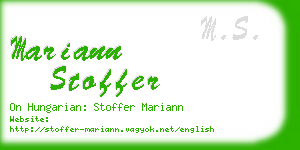 mariann stoffer business card